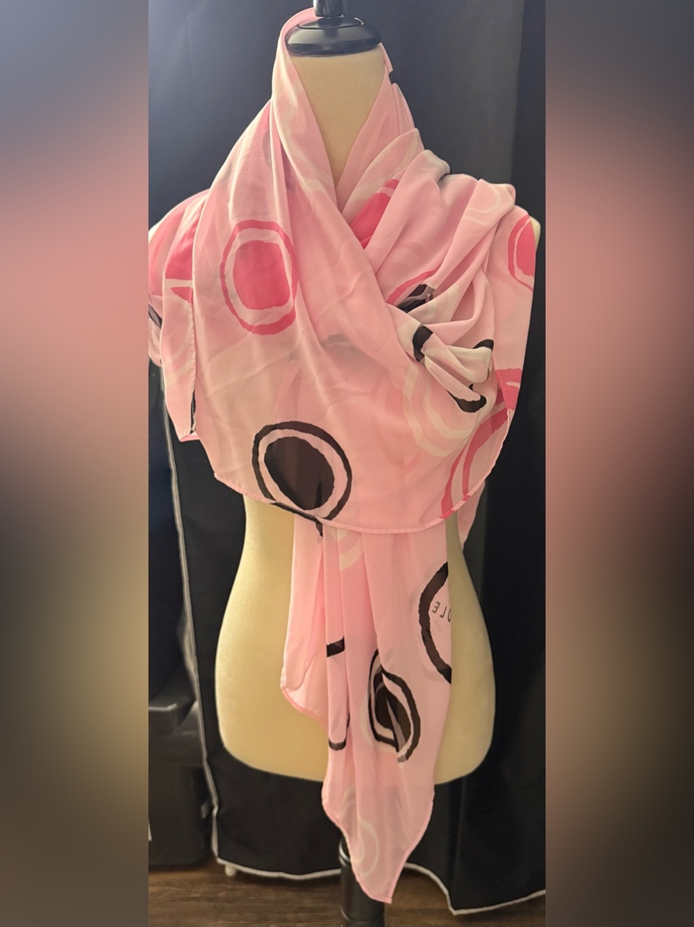 Pink Circle Print Lightweight Scarf or Wrap - Women's Fashion Accessory